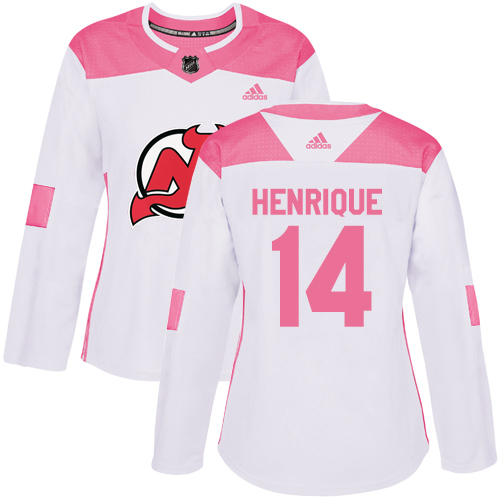 Adidas Devils #14 Adam Henrique White/Pink Authentic Fashion Women's Stitched NHL Jersey